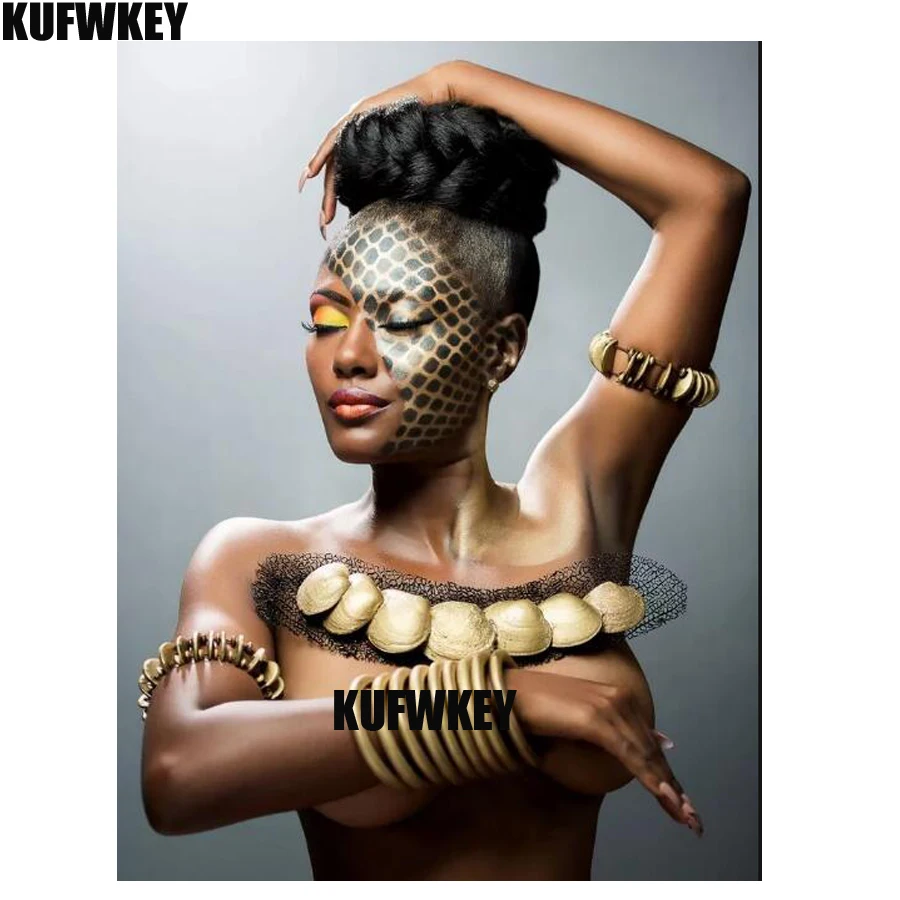 Фото Модная Африканская женщина Алмазная вышивка 5D DIY алмазная живопись полная