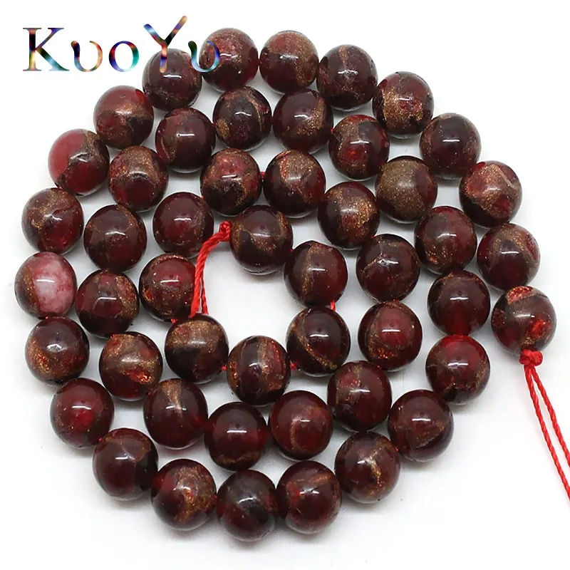 Natural Stone Red Cloisonne Beads Round Loose 6/8/10 mm For Jewelry Making DIY Bracelet Necklace Jewellery 15&quot Strand | Украшения и