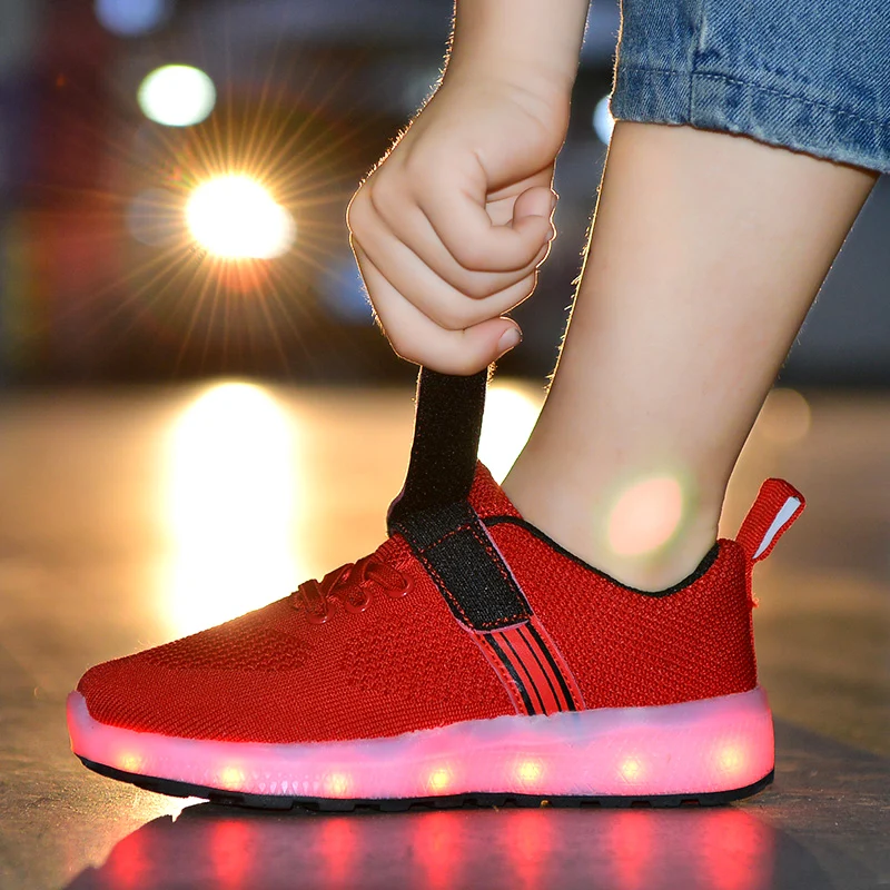 1169 RED Новинка 25-37 USB зарядное устройство светящиеся кроссовки светодиодная светящаяся обувь для детей мальчиков/девочек светящиеся кроссовки - Цвет: 1169 RED