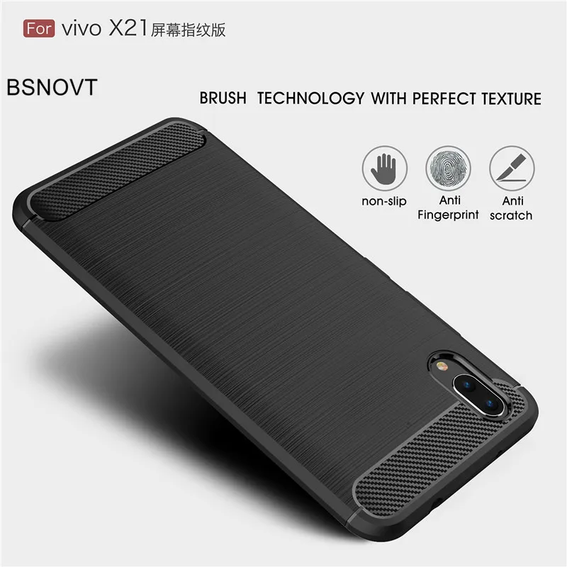 ДЛЯ VIVO X21 ud чехол силиконовый со щеткой ударопрочный противоударный для телефона
