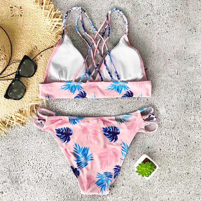 Cupshe Out Of Mind Leaves Bikini Set Swimsuit Beach Tassel Bathing Suit Swimwear Brazilian Biquini monokini |