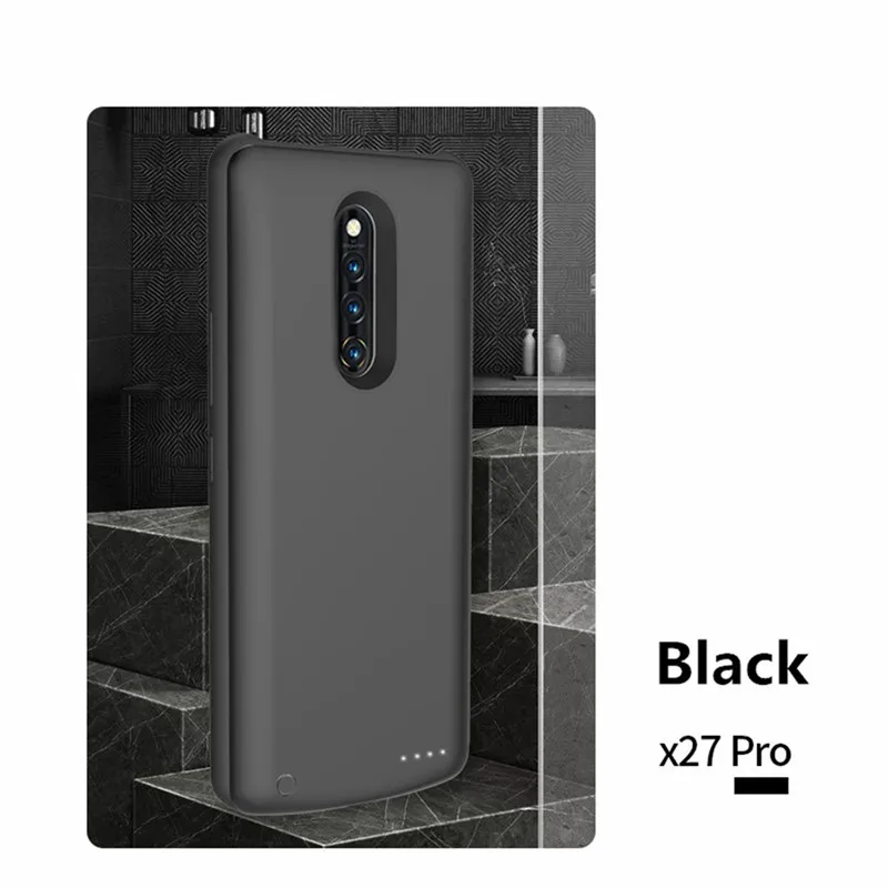 Чехол для зарядки аккумулятора s для VIVO X27 Pro, внешний аккумулятор, чехол для аккумулятора, 6500 мАч, портативное быстрое зарядное устройство, чехол для аккумулятора s - Цвет: Черный