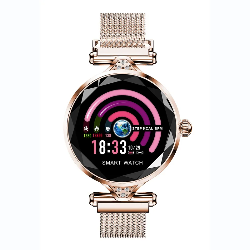 GOLD 1 LEMFO H2 Роскошные Смарт-часы для женщин водонепроницаемый Дамская мода Smartwatch фитнес-трекер для измерения сердечного ритма для Android IOS телефон подарок H1 - Цвет: GOLD 1