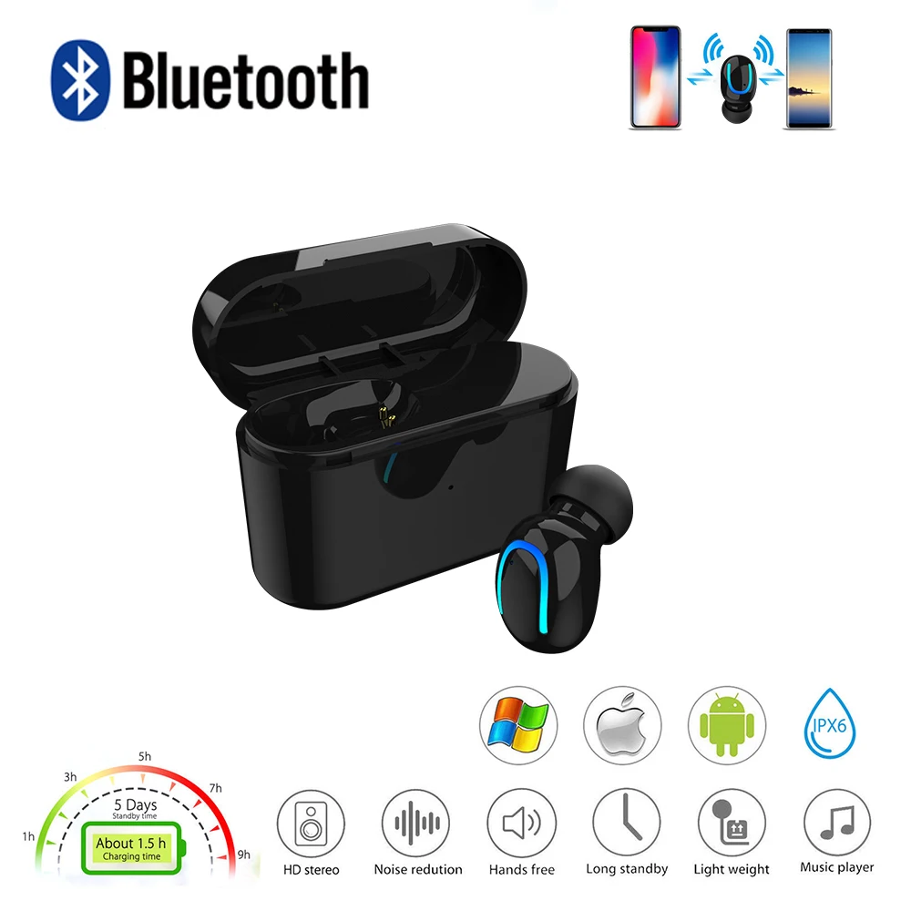 XGODY Q26 Bluetooth наушники одиночные беспроводные вкладыши 4 2 мини гарнитура с