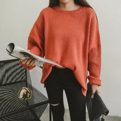 Missting autumn oversized sweater o-neck long-sleeve loose solid color women sweaters and pullovers (A5107) | Женская одежда