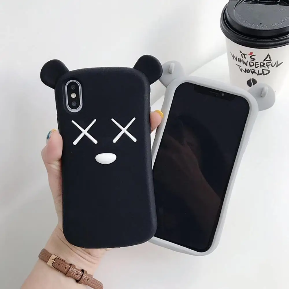 Мягкий силиконовый 3D чехол с милым медведем из мультфильма для iPhone 6 6s X XR Xs 11 Pro Max 7