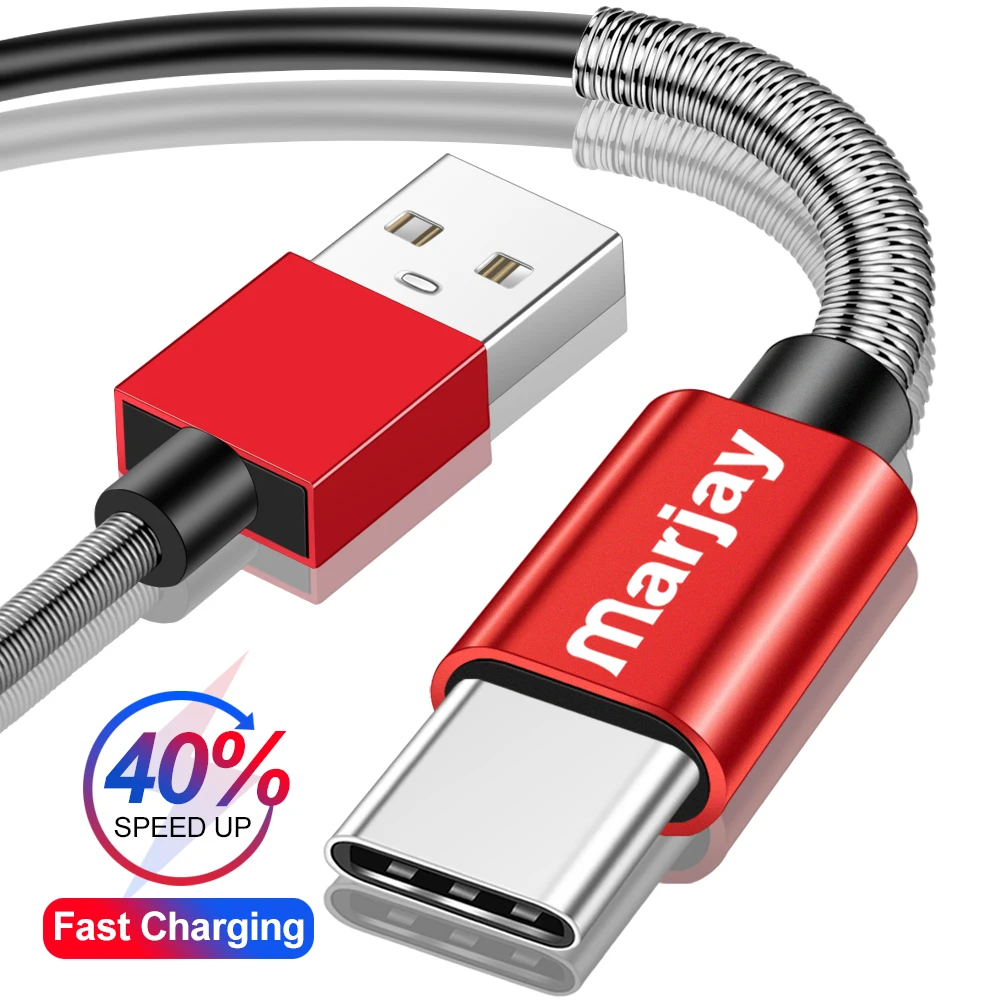Marjay type C весенний кабель для samsung S10 Note9 Быстрая зарядка зарядное устройство USB-C кабель для huawei P20 lite провод кабель для передачи данных для Xiaomi