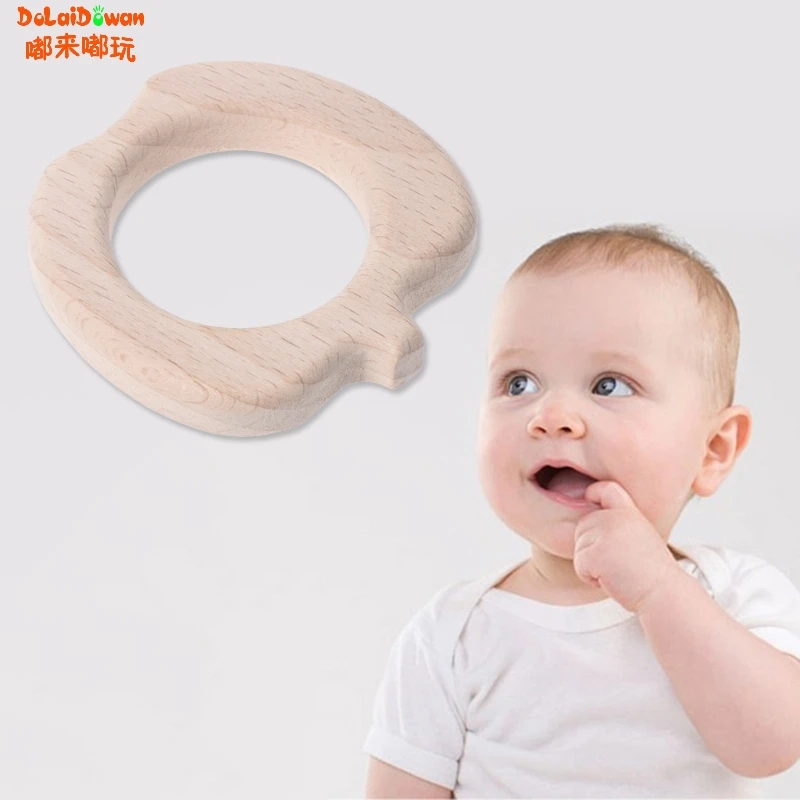 Детское Зубное кольцо Apple формы натурального дерева Прорезыватель
