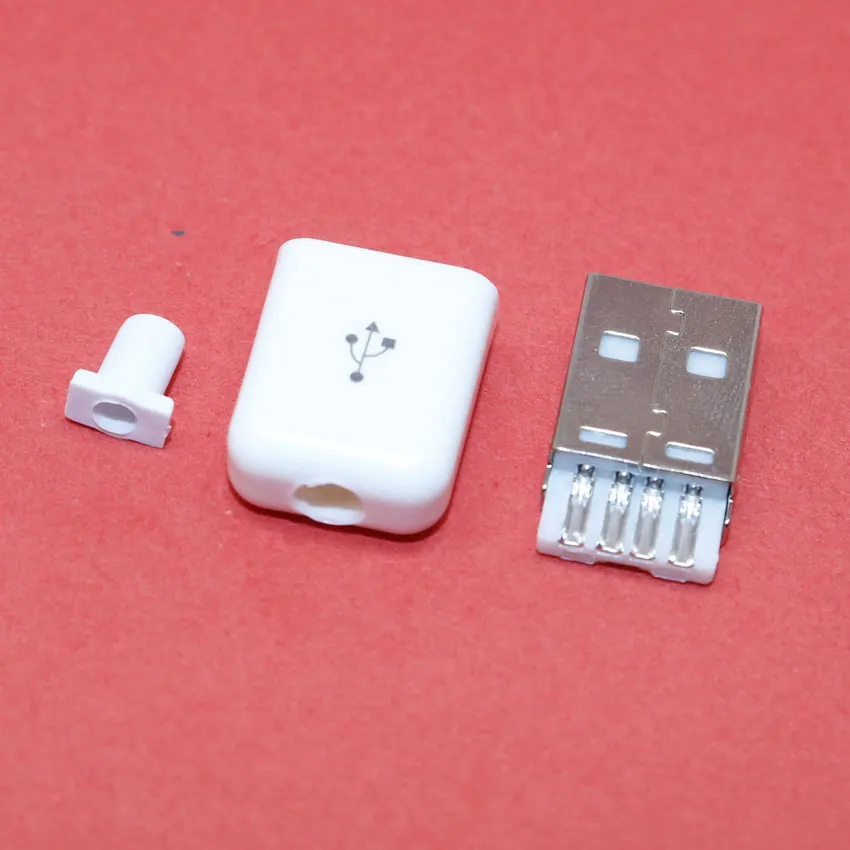 

ChengHaoRan 1 Set 3 in 1 DIY 2.0 USB Male plug + Plastic housing/shell Connector kit White wire bonding,MA-016
