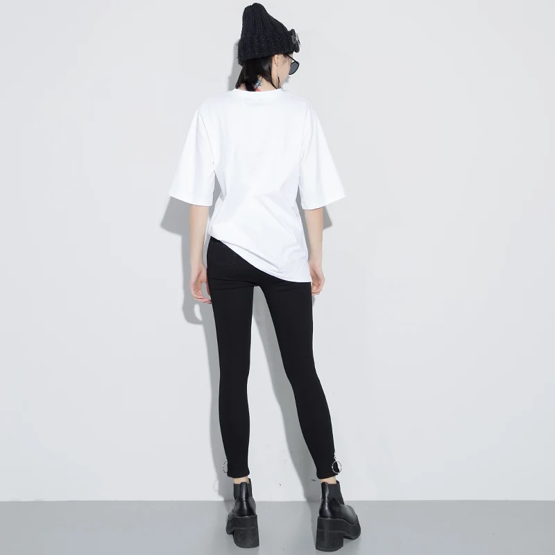 2017 Новая мода свободные Футболки Женщины О-Образным Вырезом Личность девушки