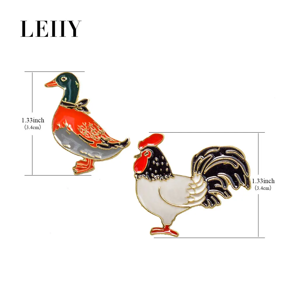 Leiiy Stylish Multicolored Enamel Cute Chicken Duck Shape Pin Brooches For Women Lady Gold-color Fashion Jewellery | Украшения и