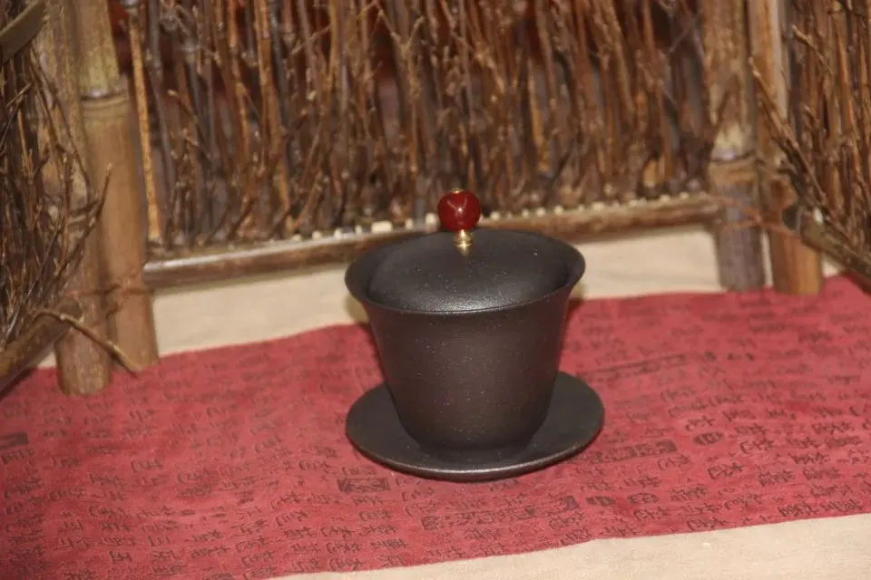 Китайский чайный сервиз gaiwan грубая керамика ручная черная Модель King kong черный