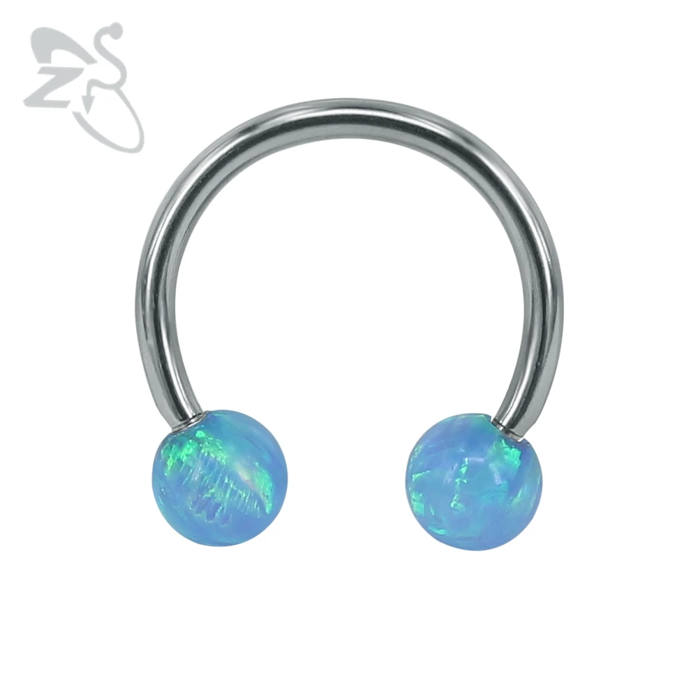 Кольца для бровей и губ из нержавеющей стали с белыми синими огненными опаловыми