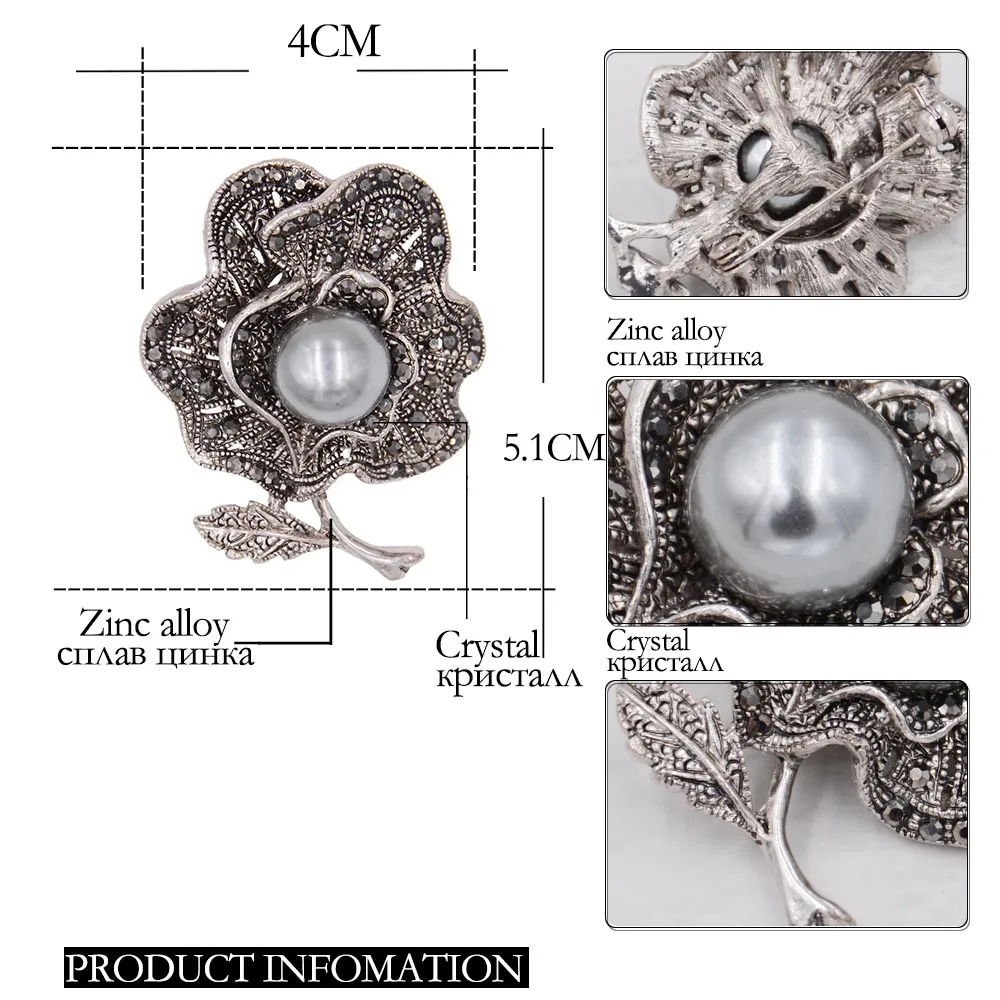 Брошь в виде цветка со стразами и кристаллами Женская винтажная одежда модные ювелирные изделия аксессуар