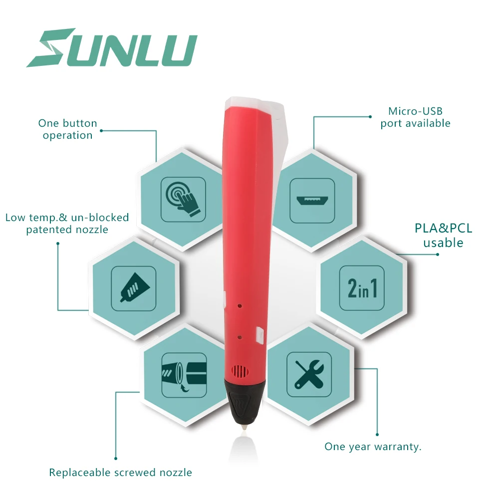 SUNLU 3D Printing Pen For Children Creative Crafts Scribble Support PCL/PLA Filament As Bithday Gift Kids &amp Adult | Компьютеры и