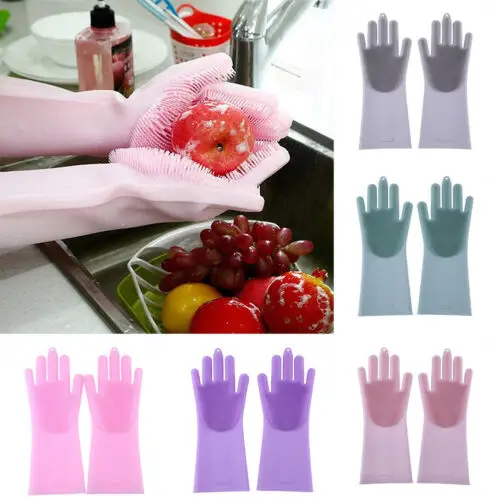 10 Цвета сплошное волшебство силиконовые скруббер перчатки Кухня ручной насос