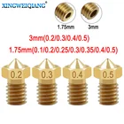 Форсунка для 3D-принтера 0,1-1,0 мм J-head V5 V6, Форсунка для экструдера для нити 3,0 мм, 1,75 мм, Makerbot RepRap