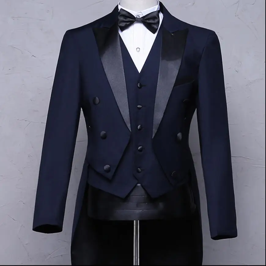 Темно синий мужской костюм для смокинга хостинговое платье певицы пианистские