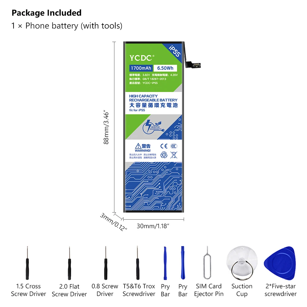 1700mAh мобильный телефон запасная батарея + наборы для IPhone 5S 5GS 5C IPhone5S PTC защищенная