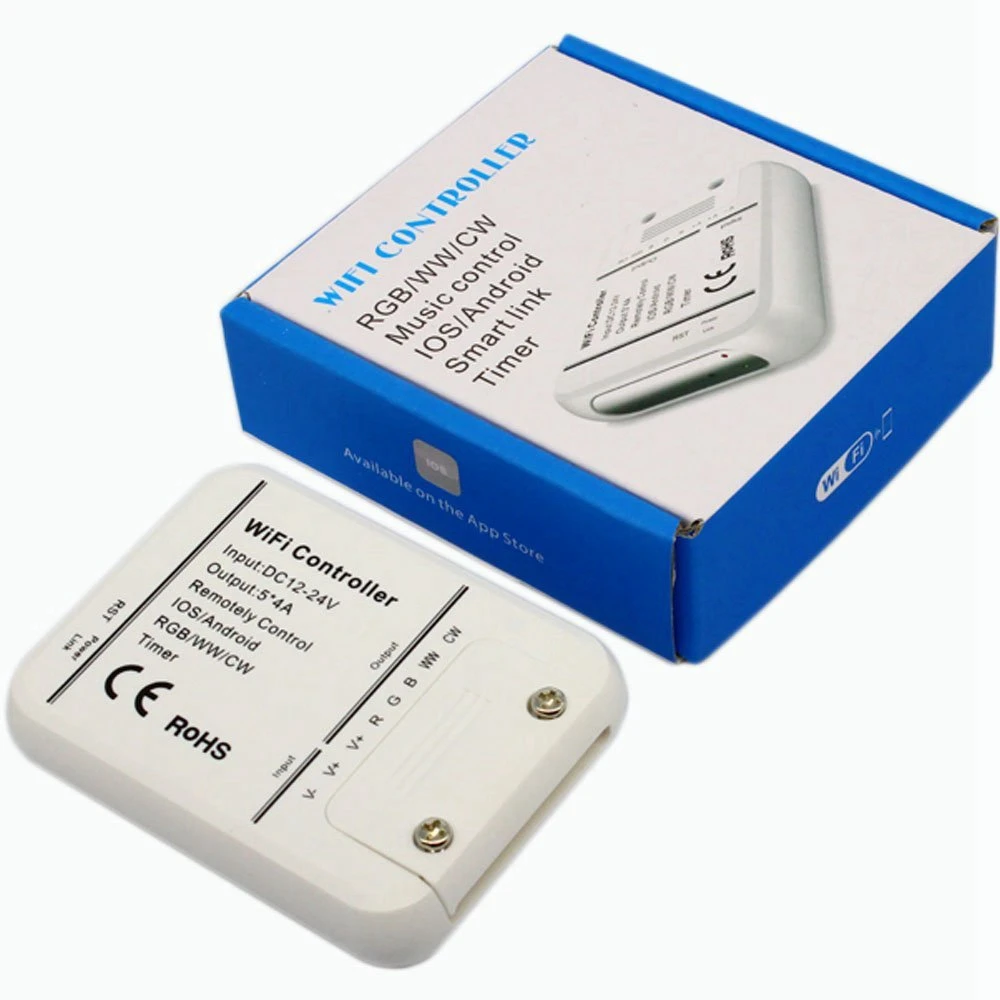 

Smart Wifi Controller RGB/WW/CW Max 5CH DC7.5-24V 4A*5CH Music Control IOS/Android Smartphone Control Sync Control