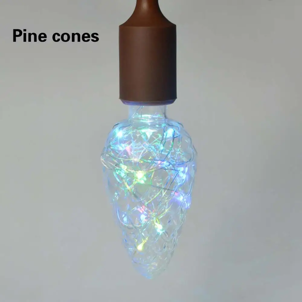 Pine Cones RGB 3D Star Фейерверк лампы праздник в винтажном стиле Новогоднее украшение светодио дный лампы накаливания строка E27 110 V 220 V сменная лампа накаливания - Цвет: Pine Cones RGB