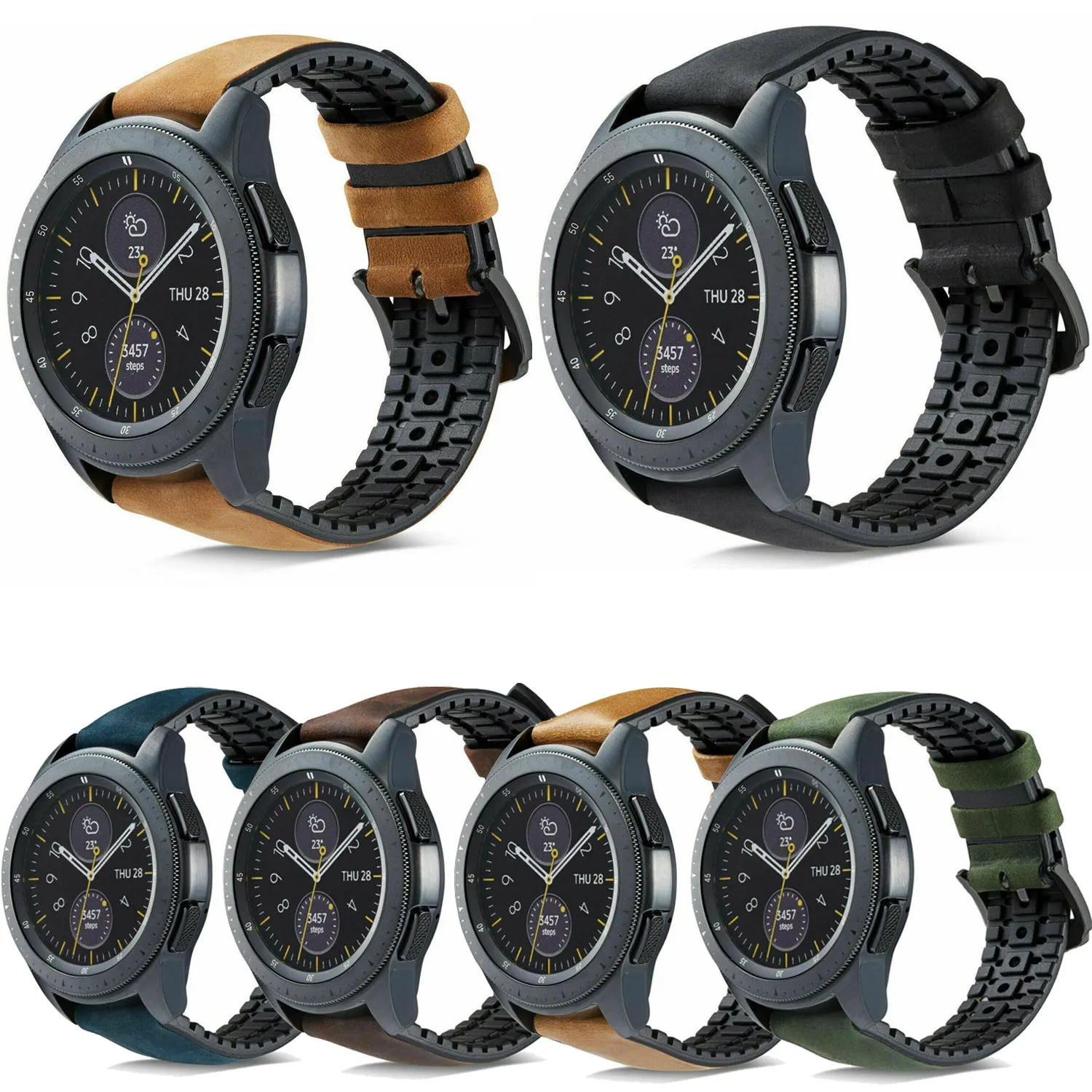 Ремешок кожаный для Samsung Galaxy Watch 42 мм винтажный Силиконовый браслет с защитой от