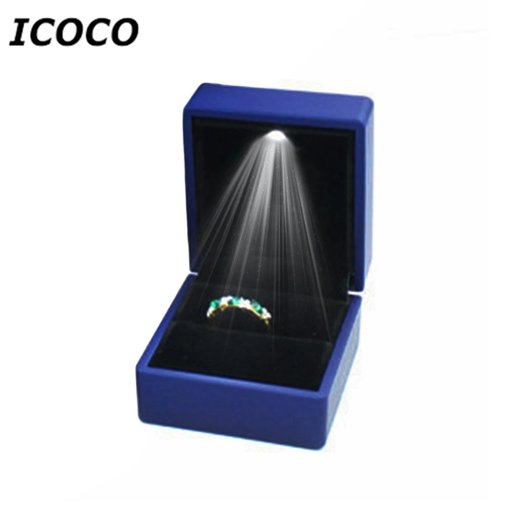 Новый LED освещение чехол для серьги Подарочная коробка свадебное кольцо