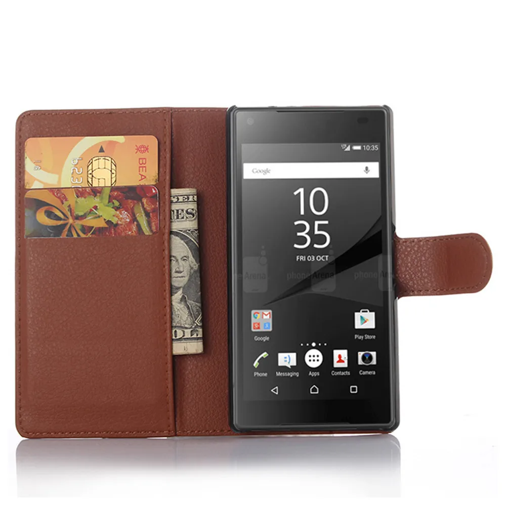 Для Sony Xperia Z5 компактные Чехлы для телефона Подставка кошелек Флип PU кожаный чехол