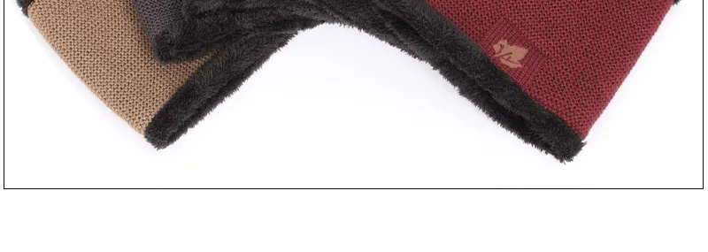Зимние мужские вязаные шапки, шарф, уличные теплые бархатные унисекс новые модные трендовые брендовые шапки кленовый лист, кожаный Стандартный комплект для мужчин