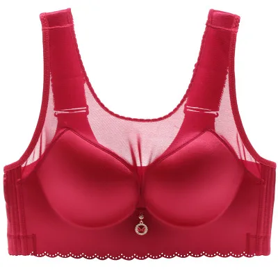 Bright red Нижнее белье, кружевная большая чашка, Прямая поставка, Женский Большой бюстгальтер, стальное кольцо, без стального кольца, ультратонкие фунты для полных сестер, пуш-ап - Цвет: Bright red