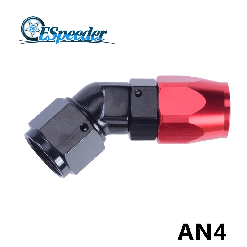 

ESPEEDER AN4 Hose Fittings 45 Degree Aluminum Fittings Enforced Hose End Oil Fuel Line Adapter Hose End Fittings Red And Black