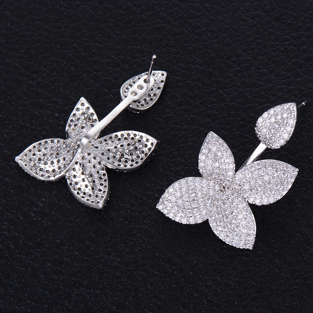 Женские серьги с фианитом SISCATHY роскошные геометрические цветком в виде листика