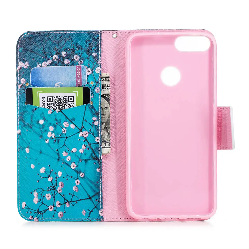 Полиуретановые чехлы для huawei P Smart с двумя sim-картами FIG-LX1 книжка чехлы-бумажники