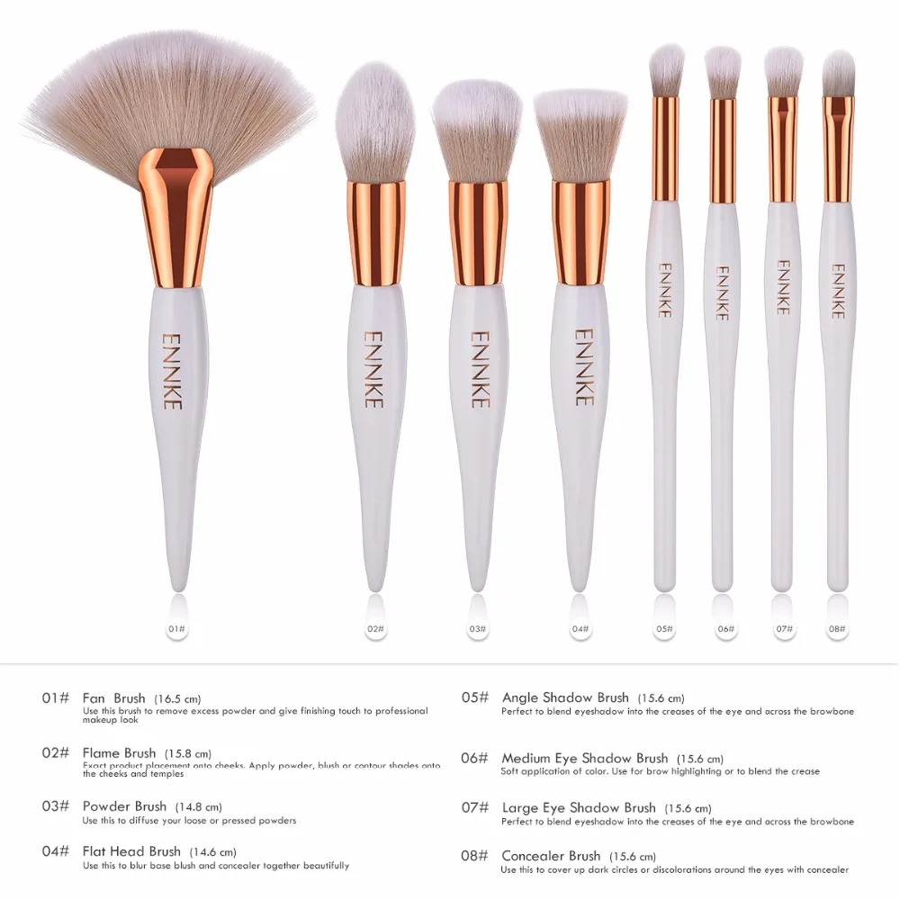8 шт. женские белые Косметические кисти для макияжа набор косметических кистей