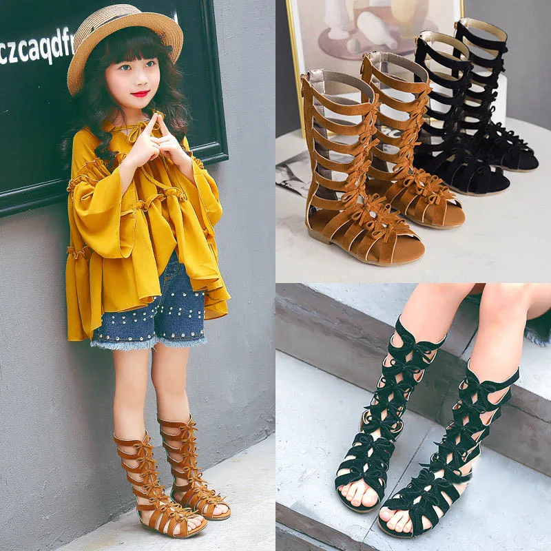 1 пара детская обувь для девочек сандалии в римском стиле с открытым носком