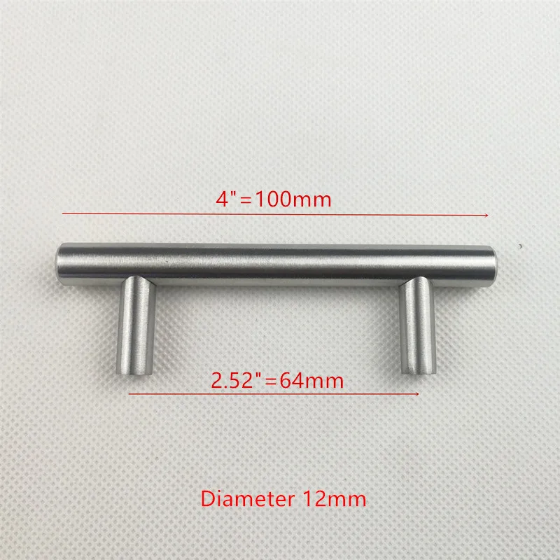 12 4inch hole 64mm Диаметр 12 мм Нержавеющая сталь матовая золотая ручка дверца кухонного шкафа Т-образная ручка "~ 24" - Цвет: 12 4inch hole 64mm