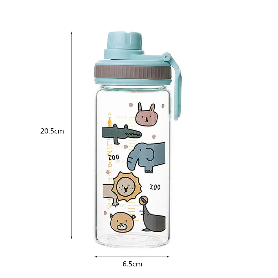 Transhome Милая стеклянная бутылка для воды с соломенной бутылкой 500 мл креативный