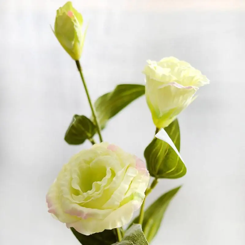 3 Heads European Artificial Flower Fake Eustoma Gradiflorus Lisianthus Christmas Wedding Party Home Decorative