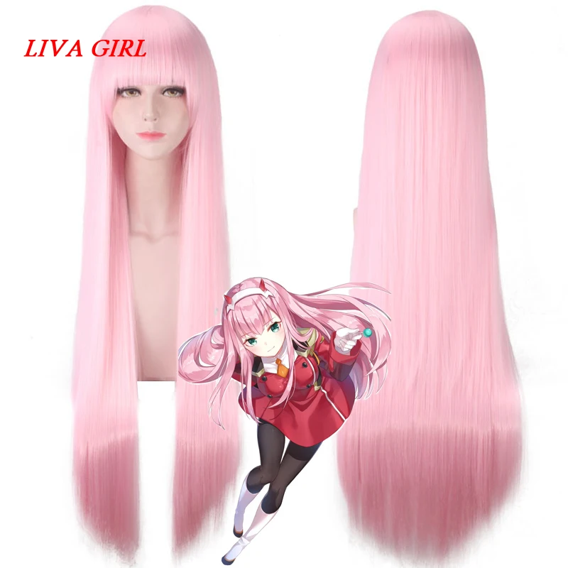 Женский длинный парик из синтетических волос Darling in the FRANXX 02 Длинные розовые