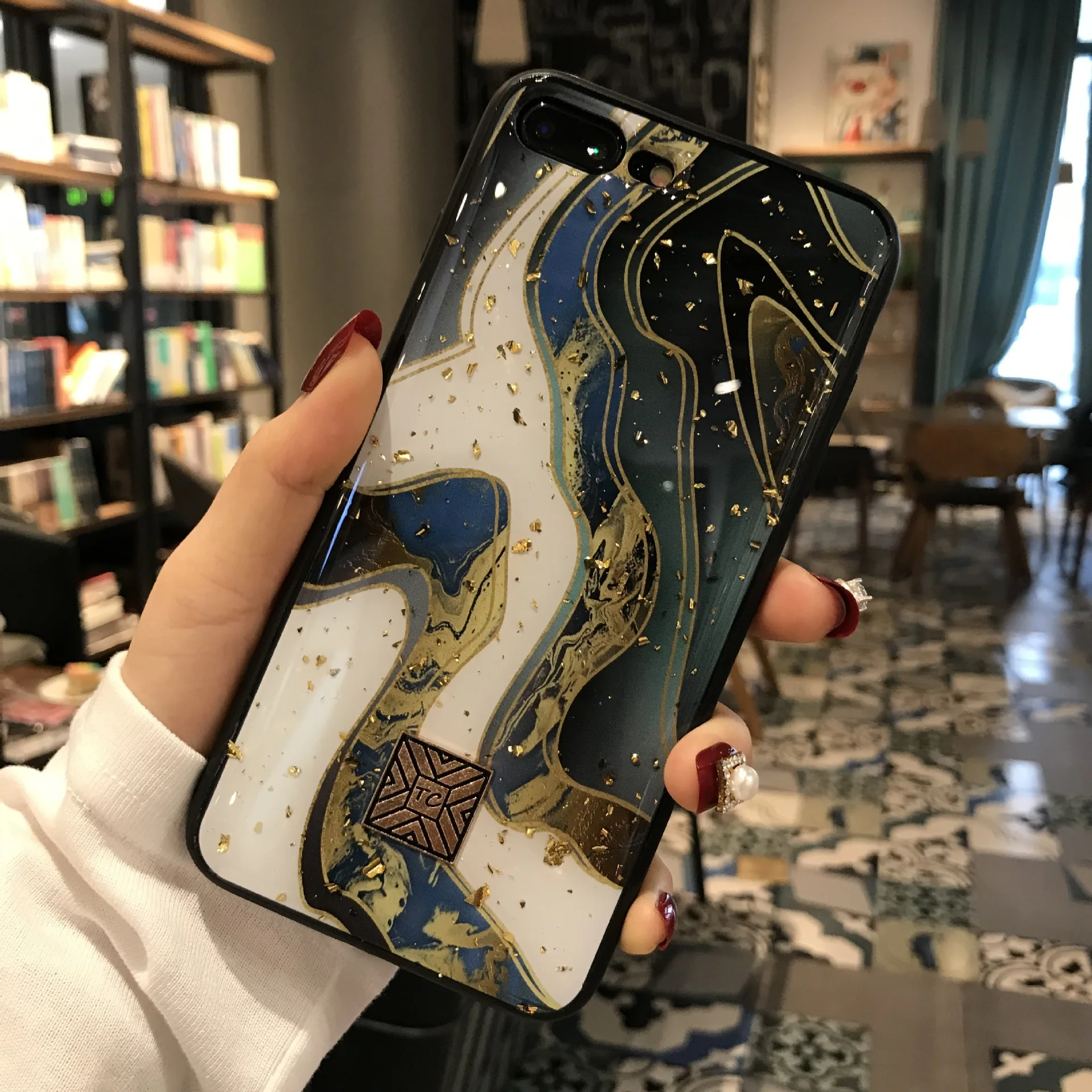 Роскошный Золотой фольга Bling marble чехол для телефона iPhone X XS Max XR силиконовый 7 8 6 6s