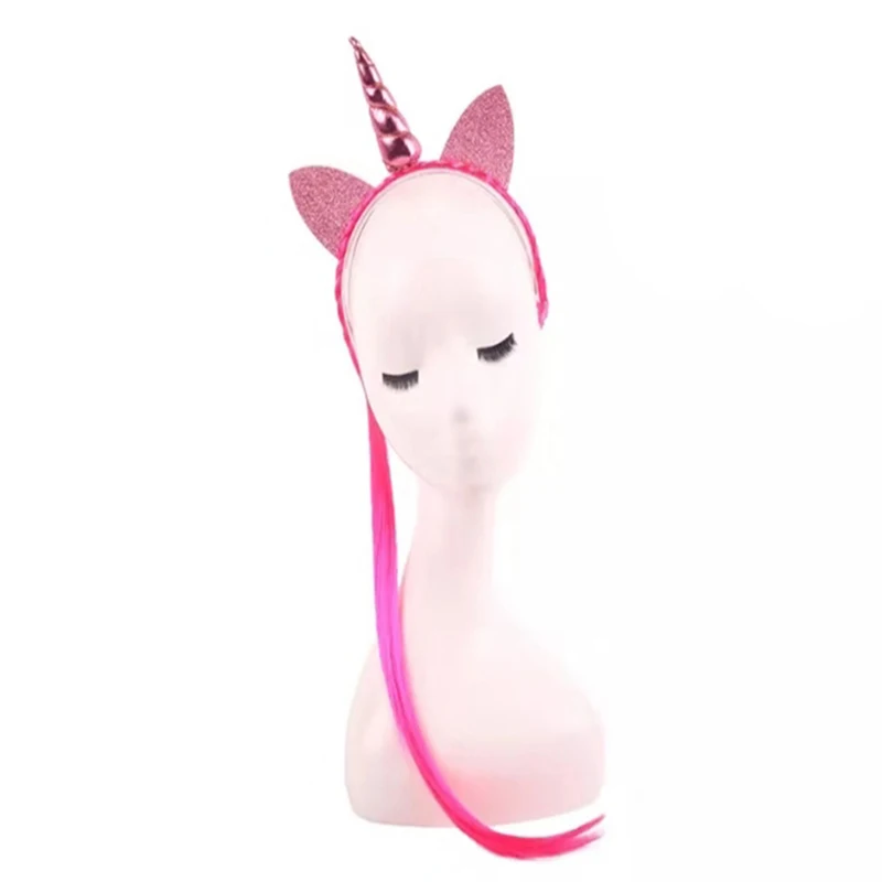 Украшение на день рождения и вечеринку в виде единорога цветной ободок с париком