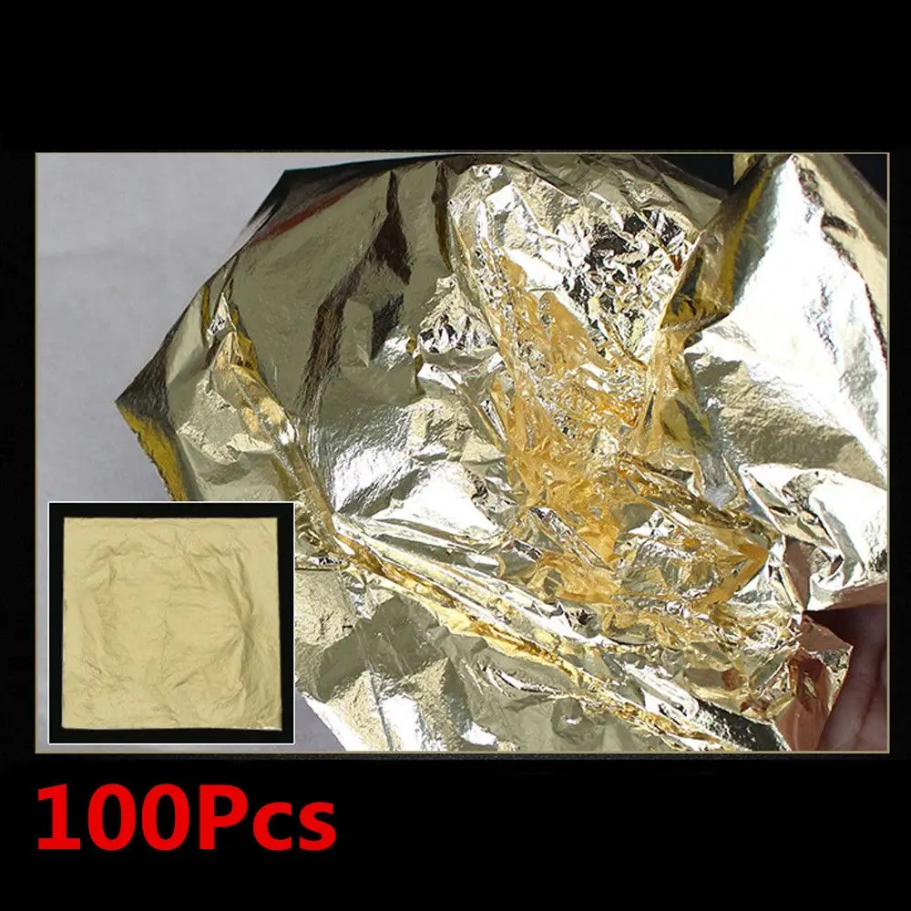 100 шт. 14x14 см художественные золочение ремесло Бумага Медь листья сусальное золото Алюминий листы Фольга Бумага