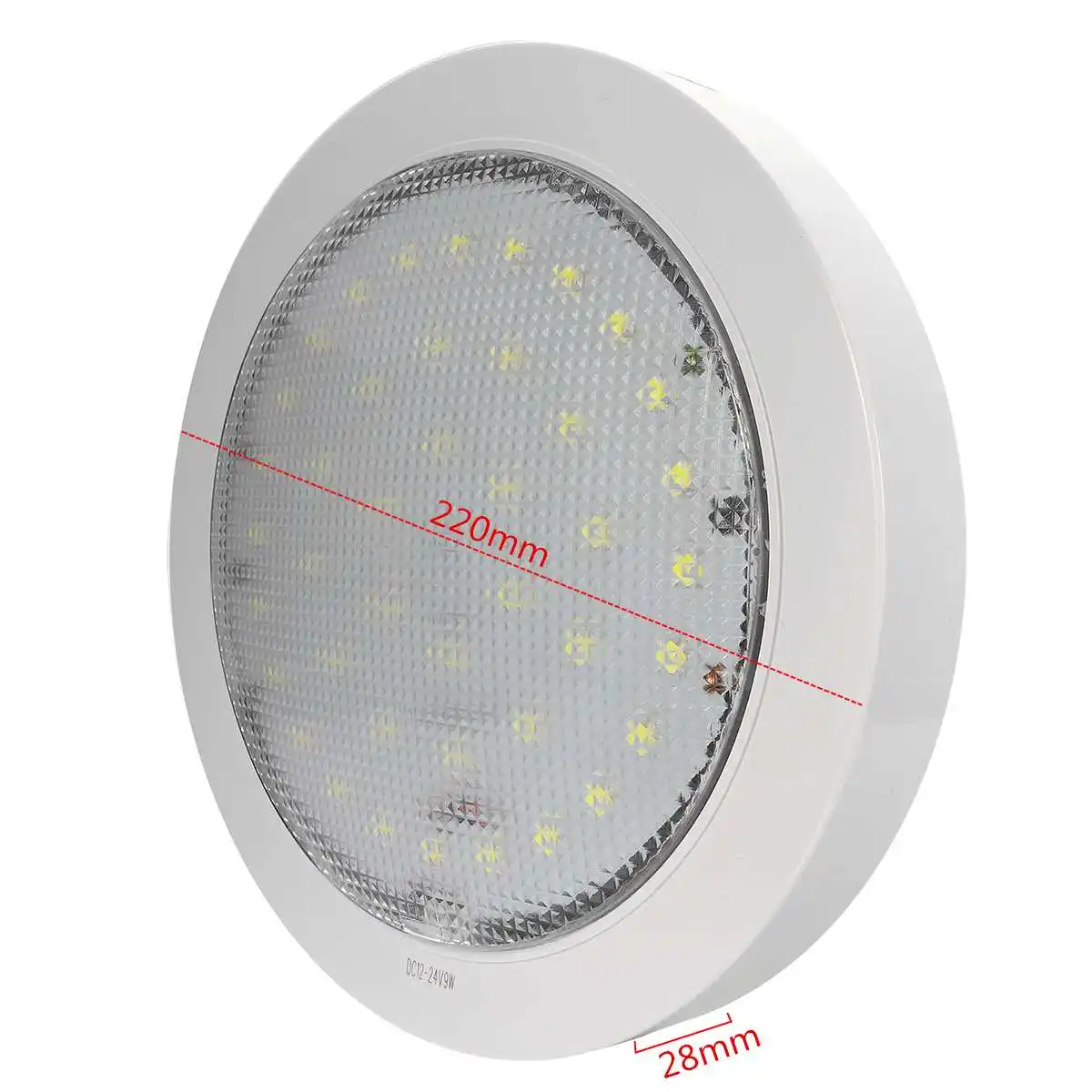 Автомобильные потолочные лампы 12 V-24 V 9 Вт Светодиодный светильник 42 Pcs 2385 SMD для Караван/дом на колесах/Трейлер тележека/лодка Пластик круглый 3500 К с теплым белым светом