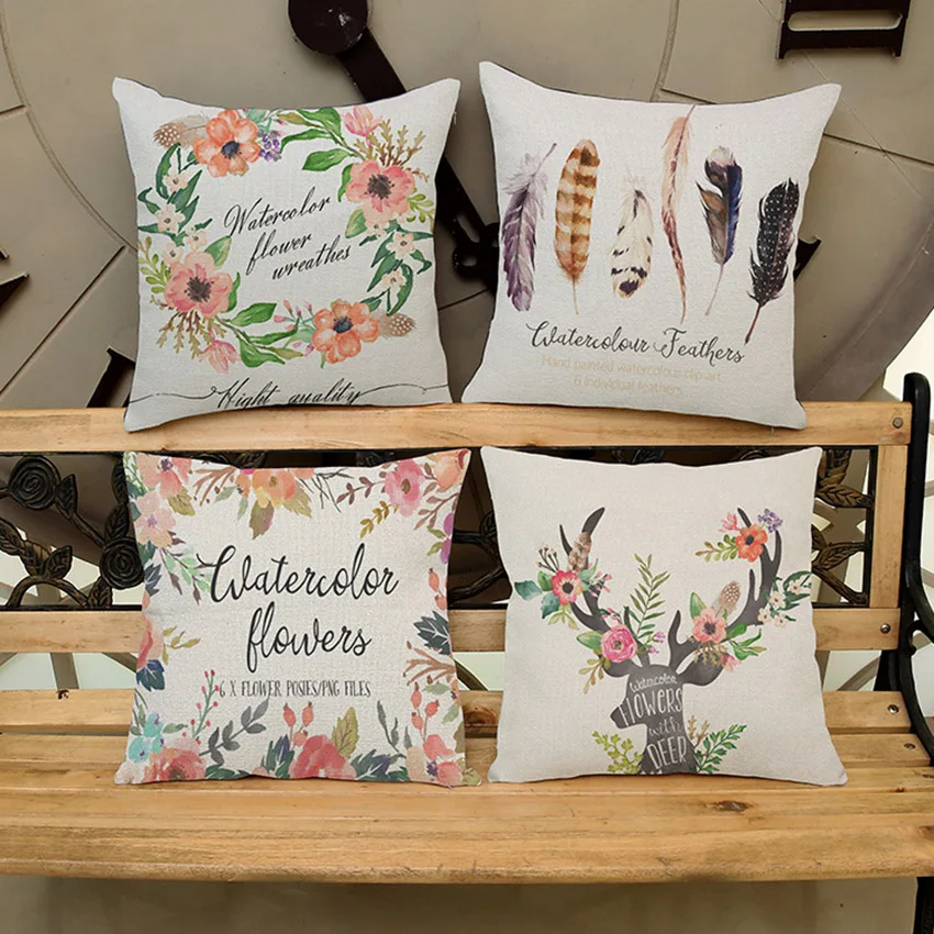 Скандинавские акварельные декоративные подушки украшения для дома цветы голова