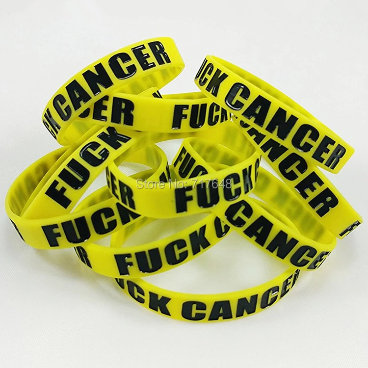 300PCS Cancer Awareness black magenta pink purple yellow wristband silicone bracelets free shipping by FEDEX | Украшения и