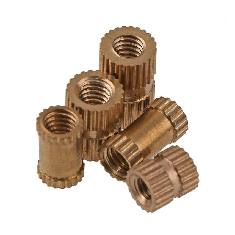 

100pcs M4*5*10 Brass Thread Inserts Nuts OD=5.3mm M4*10 Knurled Brass Insert embedded Nut Copper Molding Injection Nuts