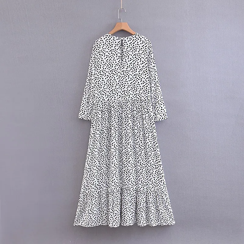 Женское пляжное платье макси Элегантное Длинное винтажное в горошек с высокой