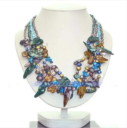 Precio Joyería Perfecta Multicolor De Perlas Reales, Collar De Perlas Naturales De Agua Dulce De 22 ''y 4 Hebras Con Dientes Barrocos, Joyería Encantadora Para Mujer