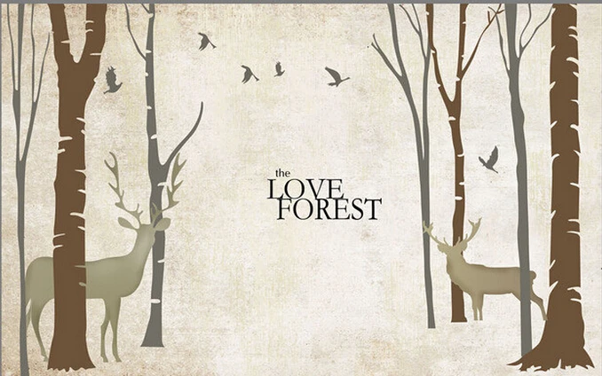 Винтажные обои на заказ абстрактные деревья лось птица фрески для гостиной