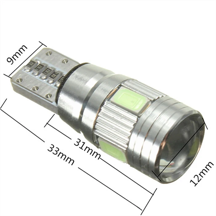 1Pcs Auto Canbus T10 5630 6 SMD White Crystal Blue Red Pink W5W 12V Car side wedge 5730 LED Error Free License plate lamp bulb. |